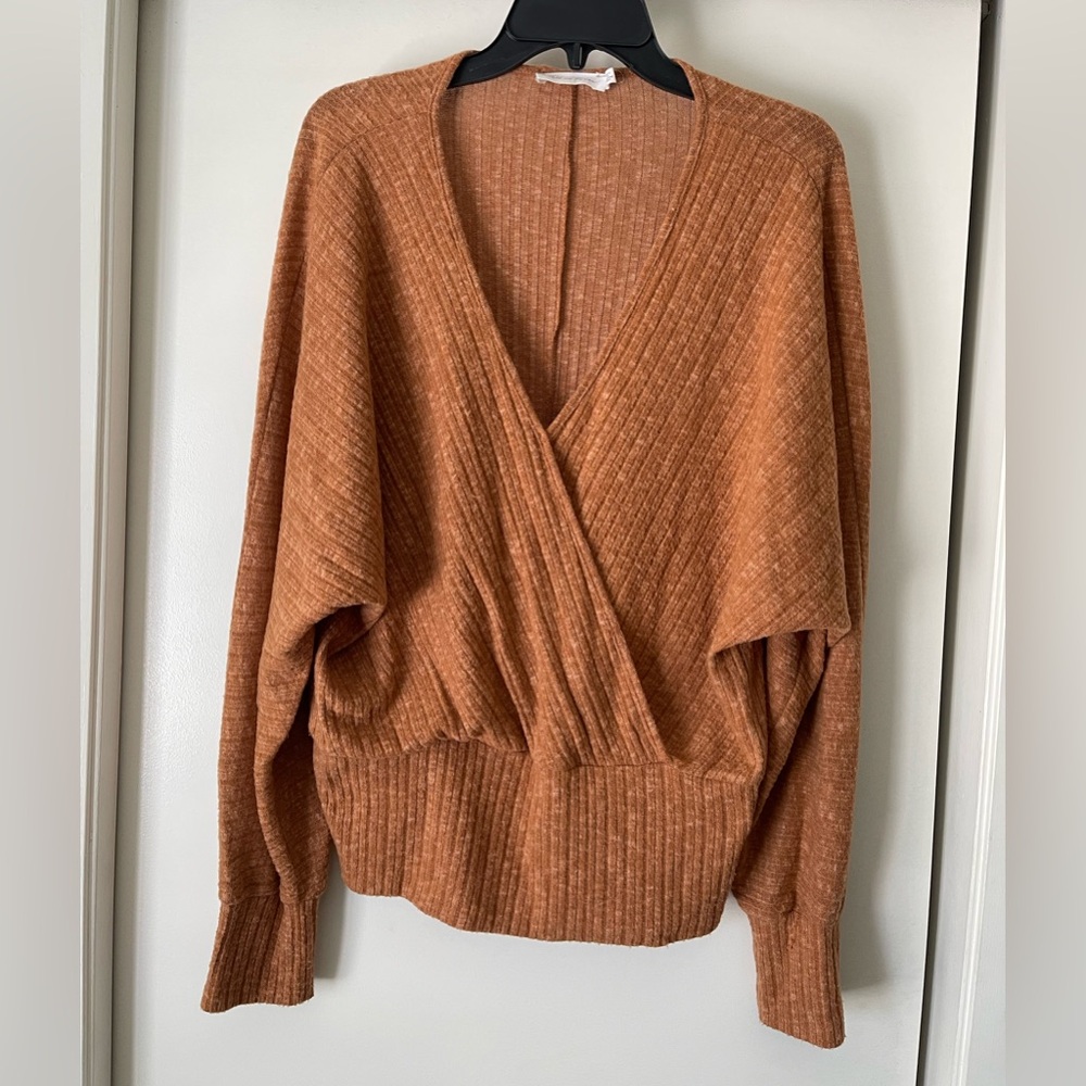 All in Favor V-Neck Sweater in Warm Rust